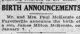 Birth Announcement of James M. McKenzie (b. 1928)