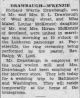 Wedding Announcement of Mabel Louise McKenzie and Richard Wayne Drawbaugh Wedding Announcement of Mabel Louise McKenzie and Richard Wayne Drawbaugh